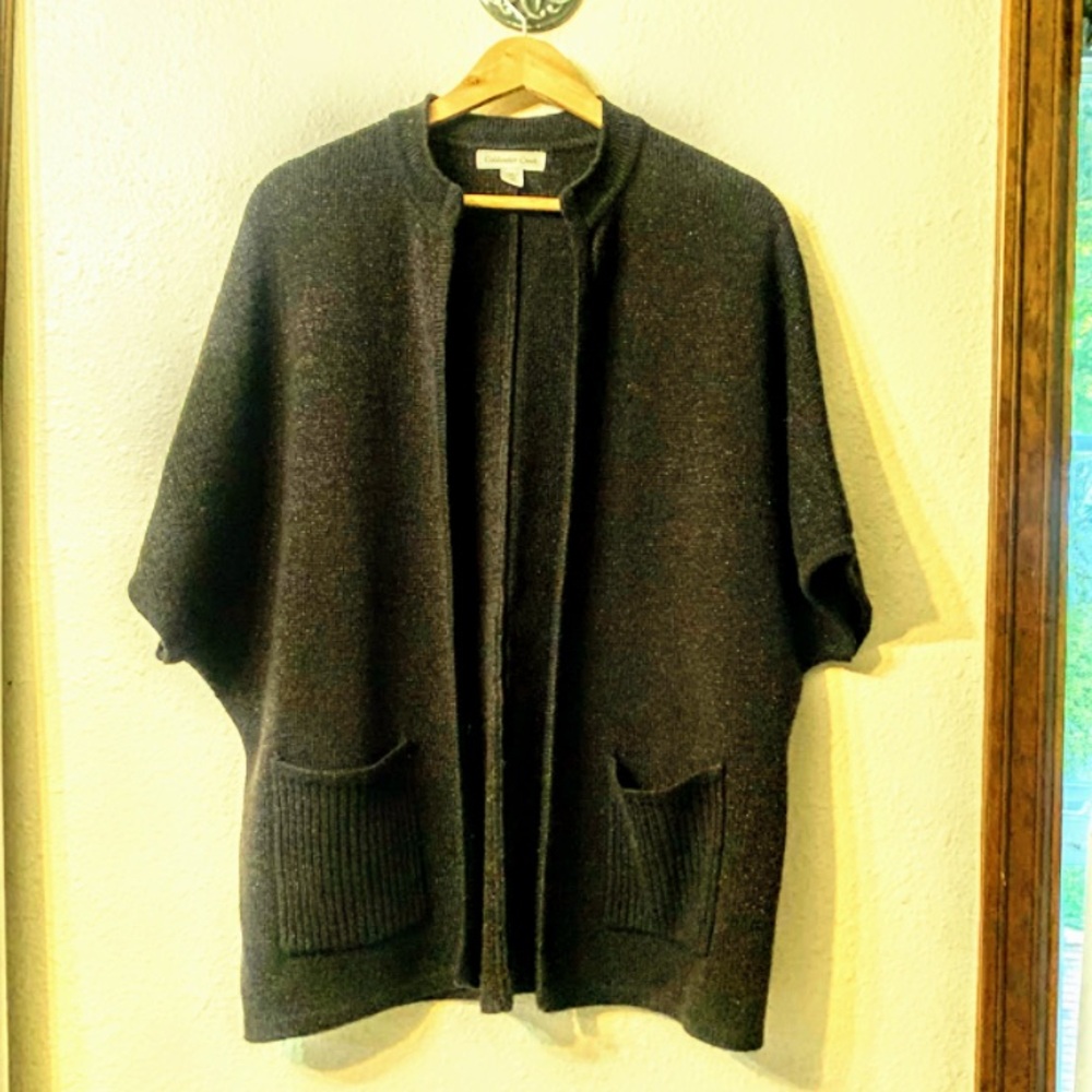 Coldwater Creek Dark Brown Dolman Sleeve Open Front Cardigan with Pockets - M